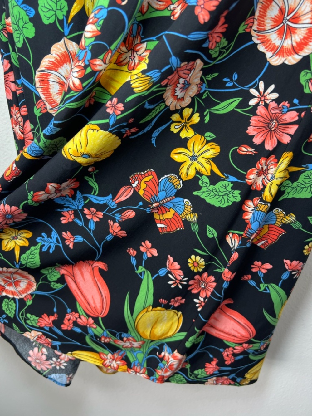 Anthropologie Maeve Bloedel Floral Dress Black Short Sleeves V-Neck Pockets Sz 0 - Picture 14 of 16